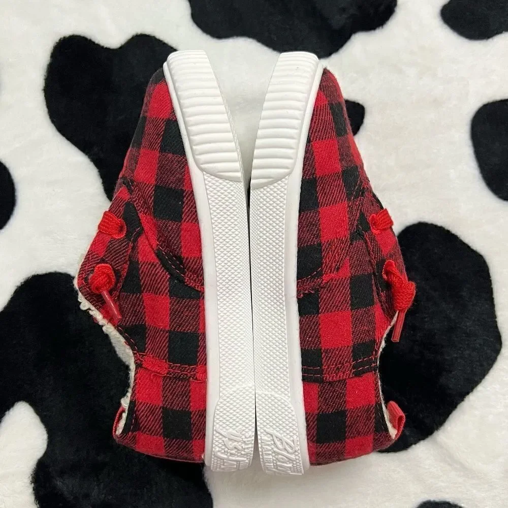 Malibu Blowfish Kids Red and Black Buffalo Check Print Sneakers